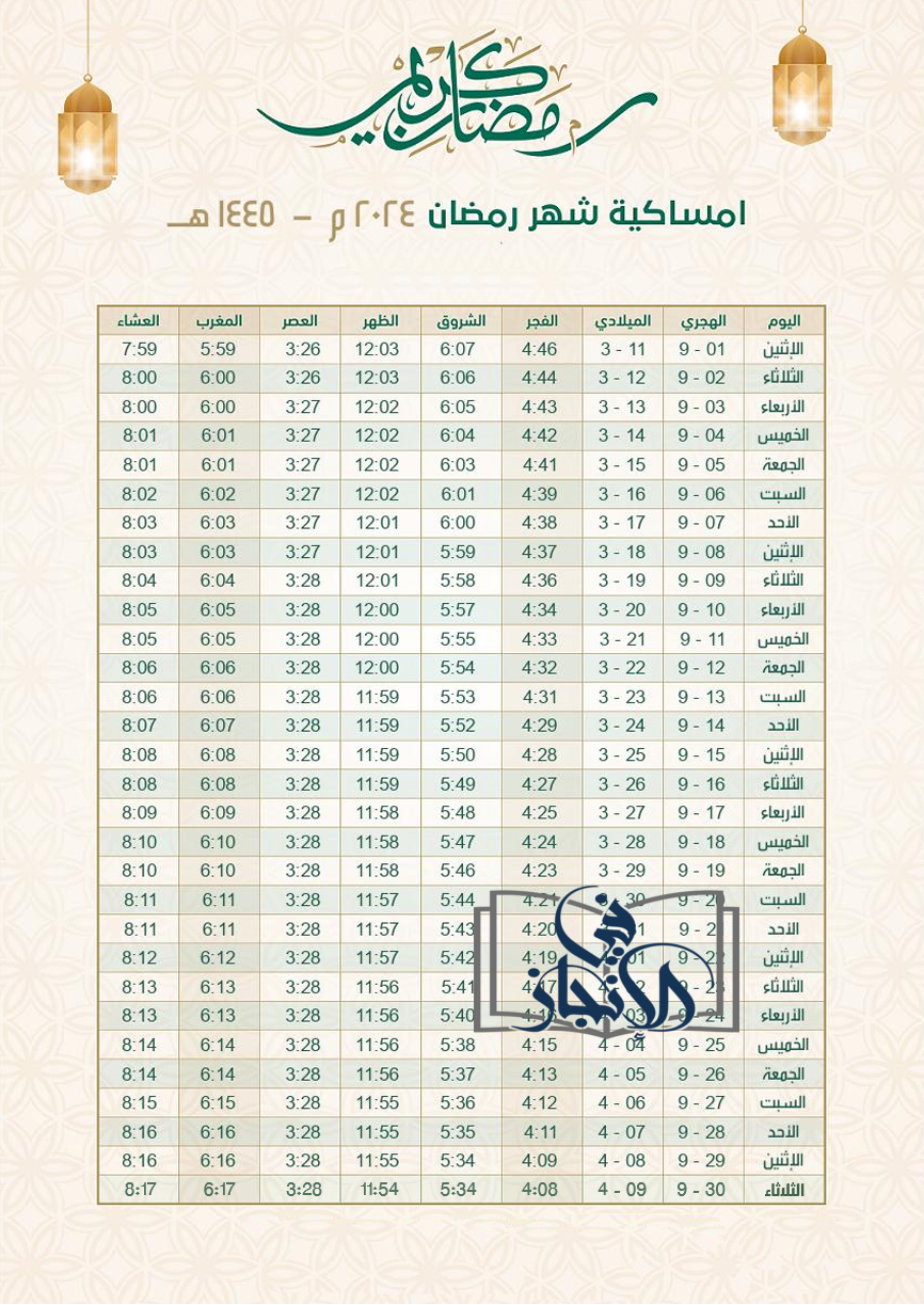 موعد شهر رمضان 2024